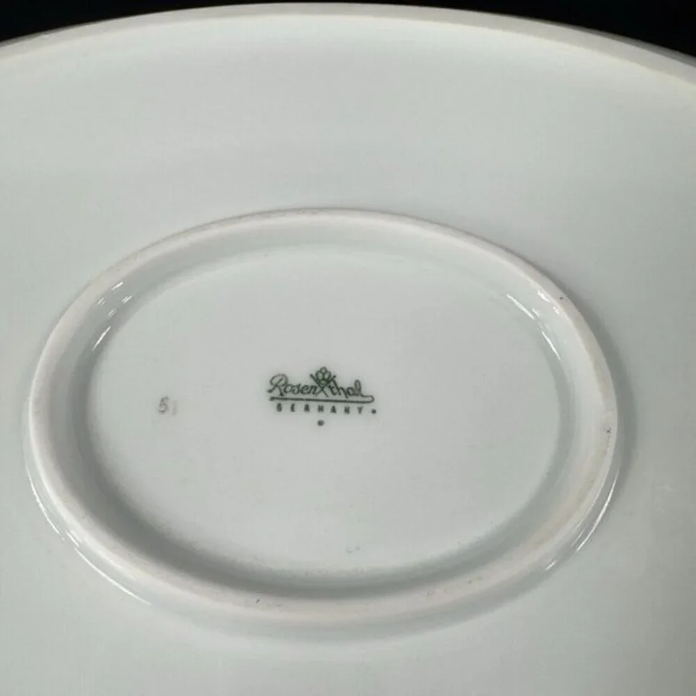 Rosenthal Germany 3680 White Gold BandBlack Lines Oval Serving Tray Platter 13in